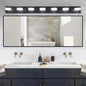 LED Vanity Light Fixture | 3/4/5/6/7-Light Dimmable Bathroom Wall Sconce with Acrylic Shade — Matte Black, 6000K, 42W