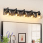 Matte Black Vanity Light | 3/4/5/6-Light Bathroom Wall Sconce with Clear Glass Shades & E26 Socket — Water-Resistant, Up or Down Mount