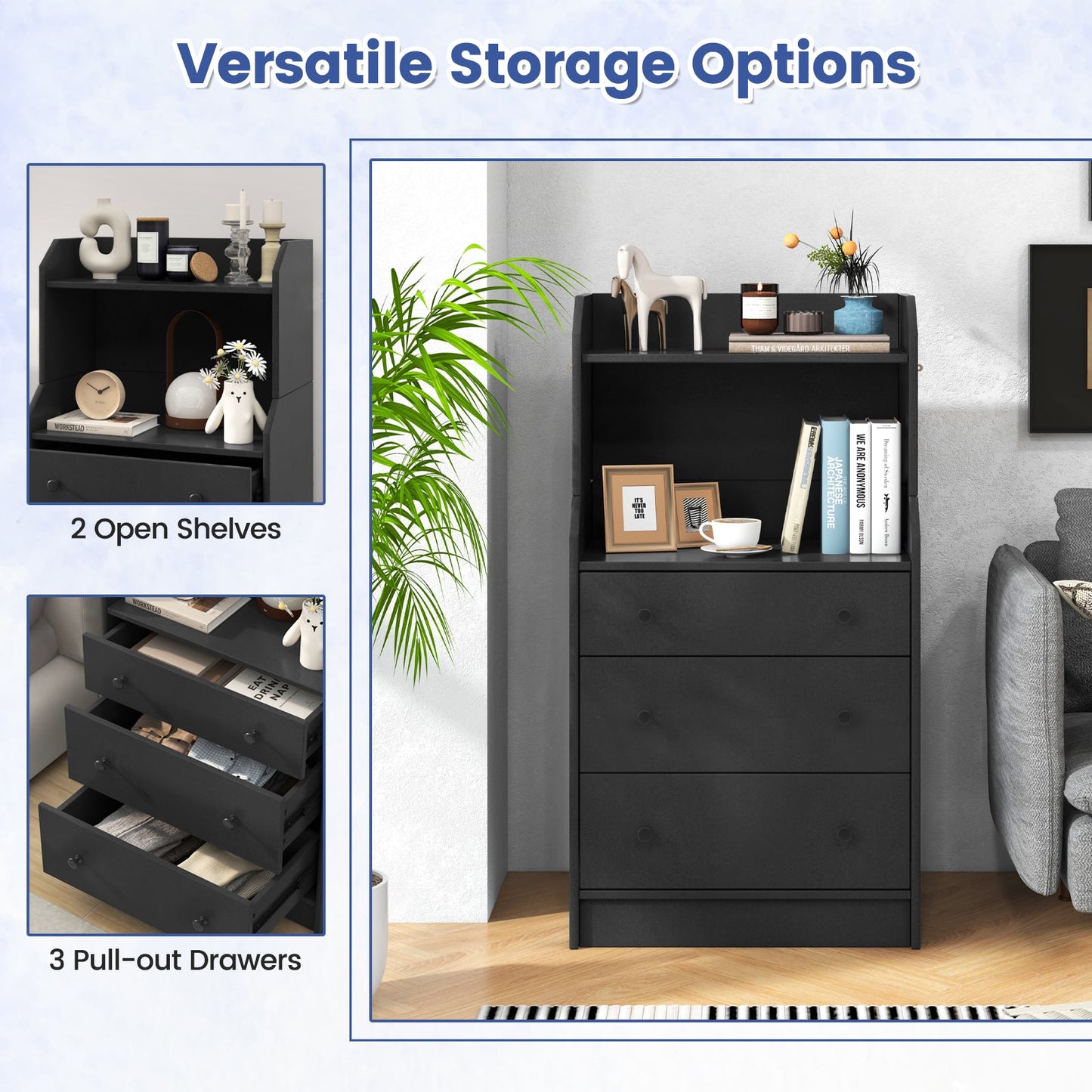 Storage Dresser with Anti-Toppling Device, 44" Tall