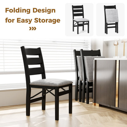 Modern Upholstered Folding Chairs Set of 2 with Comfy Backrest-Black