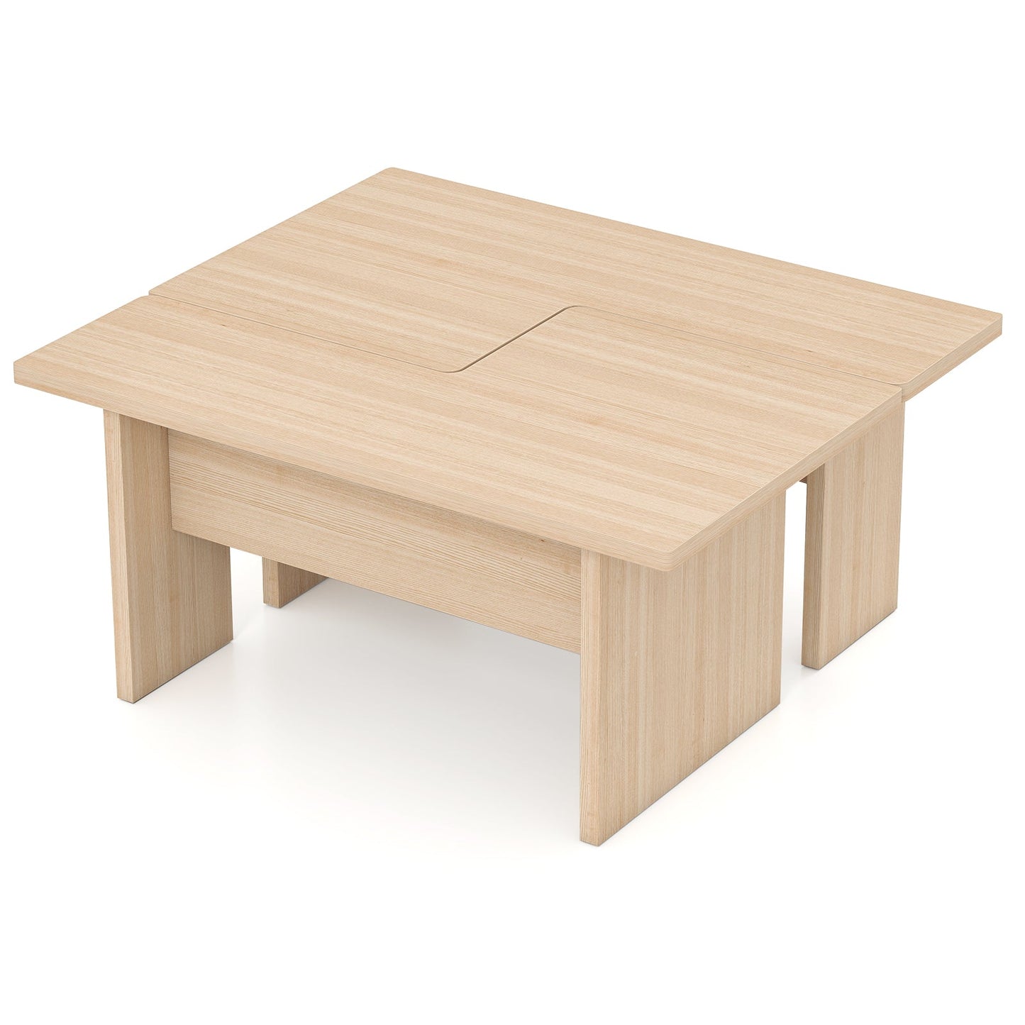 Modular Coffee Table Set of 2 L Shaped Center Tables for Small Space