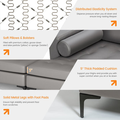 Modular L-shaped 4-Seat Sectional Sofa with Reversible Chaise and 2 USB Socket