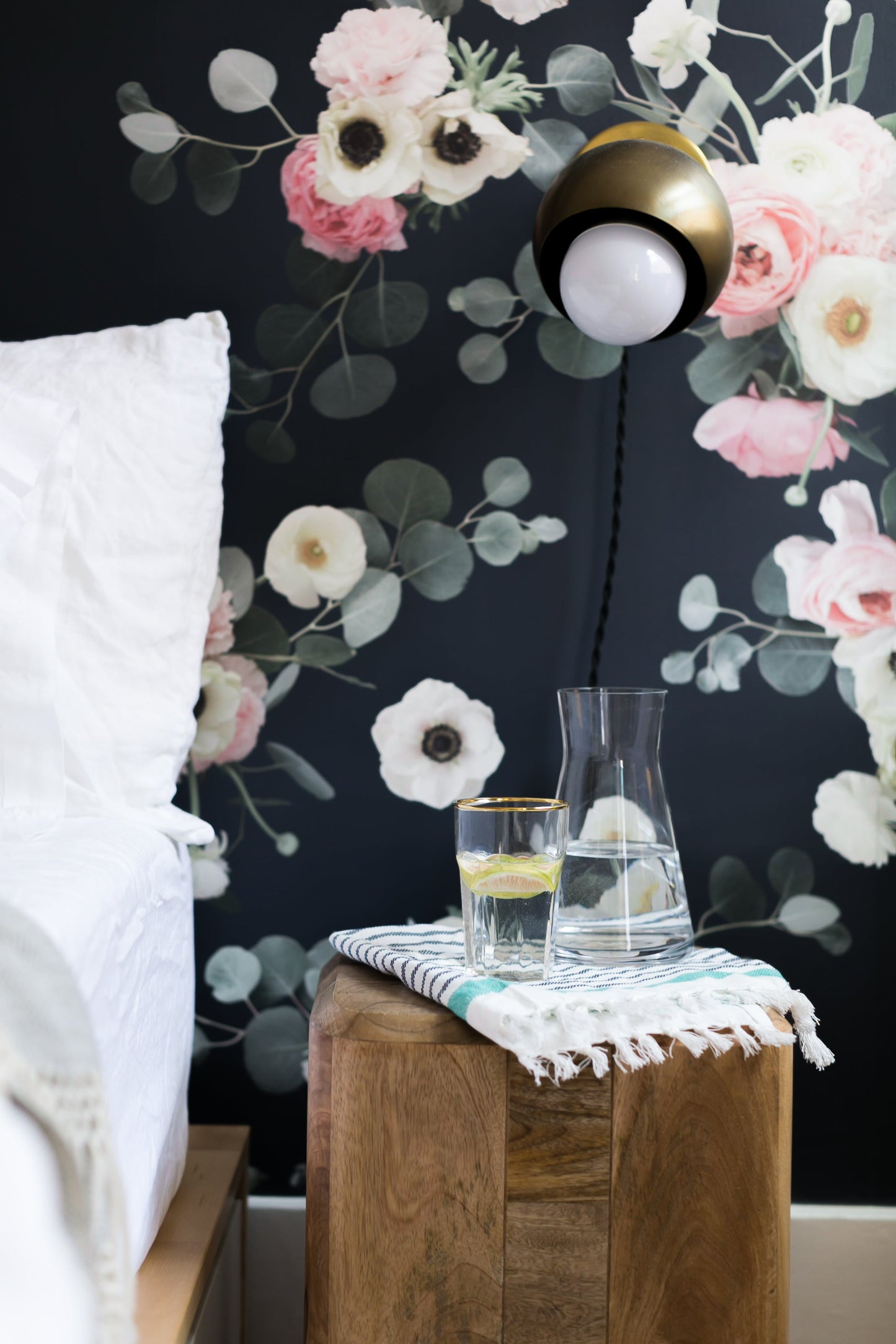 Midnight Floral Wallpaper, navy