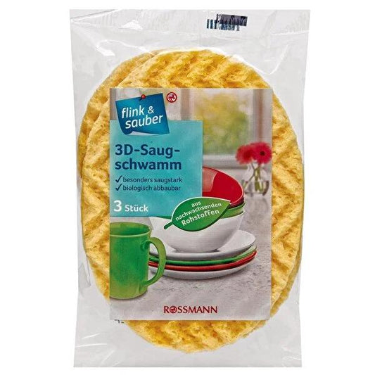 Flink & Sauber 3D Dish Sponge - Effective Kitchen Cleaning Tool for Wet Surfaces