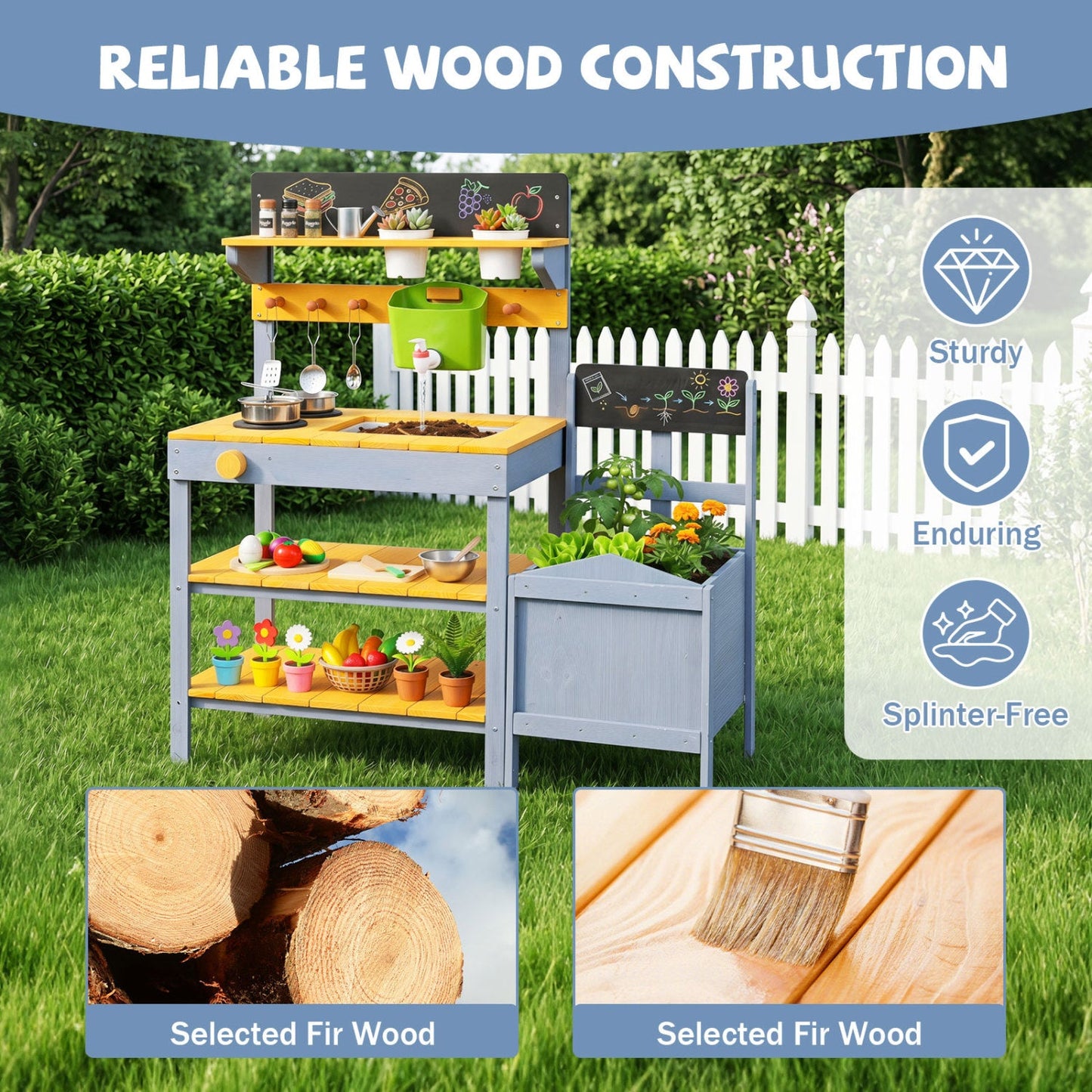 Mud Kitchen Play Set with Running Water and Dual Burners