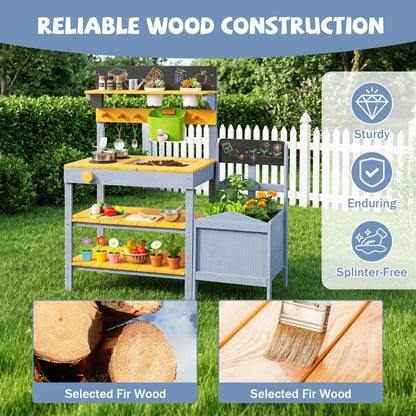 Mud Kitchen Play Set with Running Water and Dual Burners