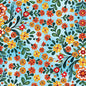 Multi Blue Folklore Garden Sky Cotton 44"/45" Fabric Per Yard