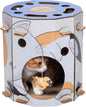 Multi-Level Cardboard Cat House & Scratcher Tower with Catnip & Toys