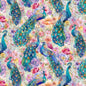 Multi Peacocks On Floral Wild Beauty Cotton 44"/45" Fabric Per Yard