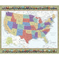 Multi QT US MAP Where Are You From Cotton 44"/45" Fabric Per Yard