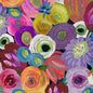 Multi Watercolor Floral Blooming Bouquet Cotton Wideback Fabric Per Yard