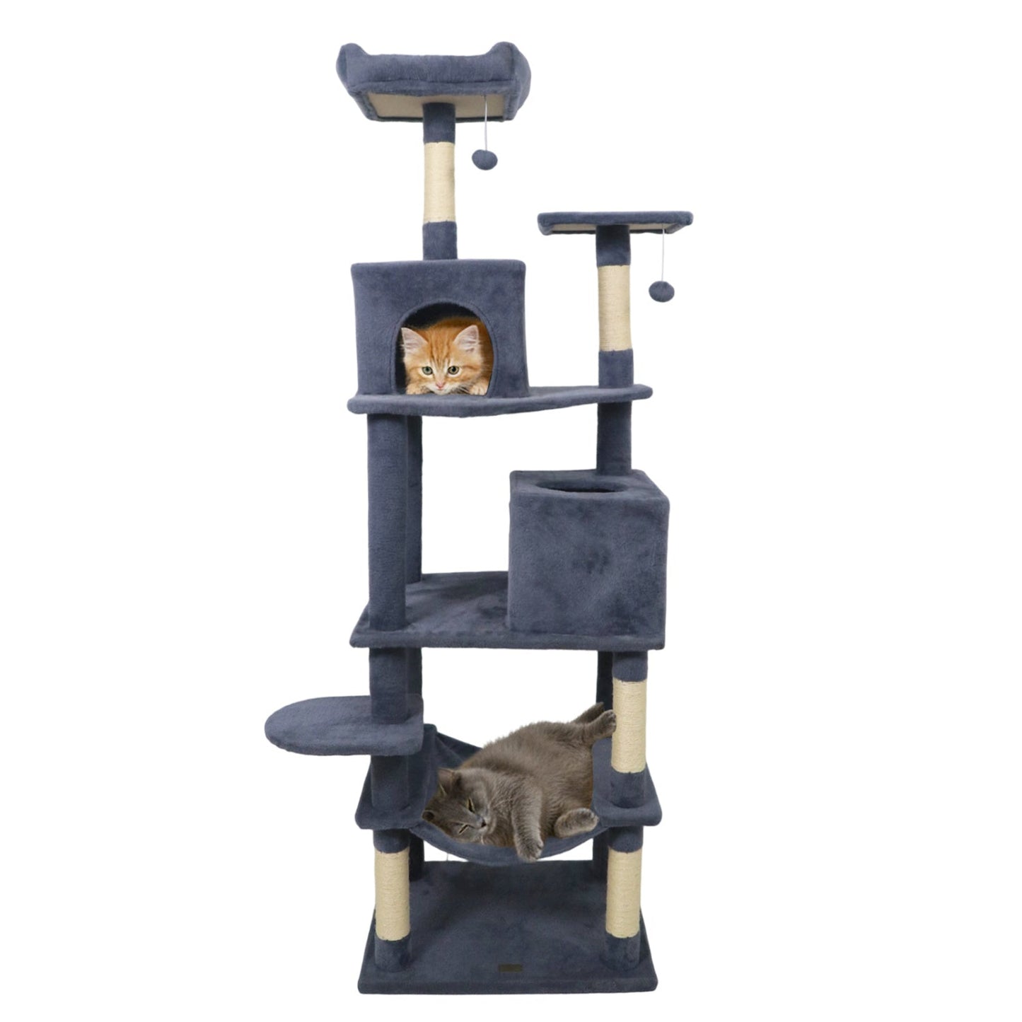 Multi-level Cat Tree Modern Cat Tower with Upholstered Perch and 2 Cat Condo
