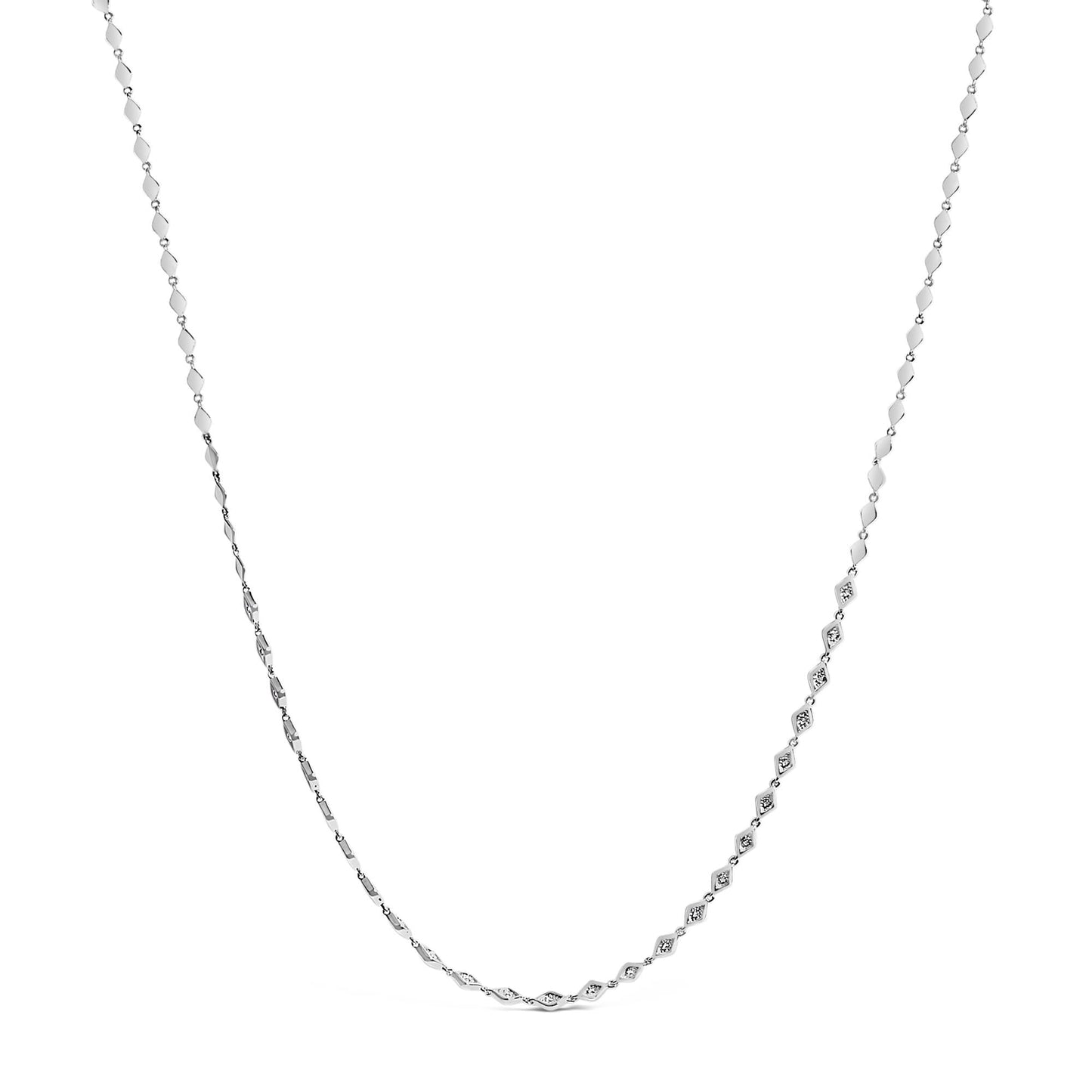 Diamond Marquise Station Necklace in .925 Sterling Silver – 3/8 Cttw