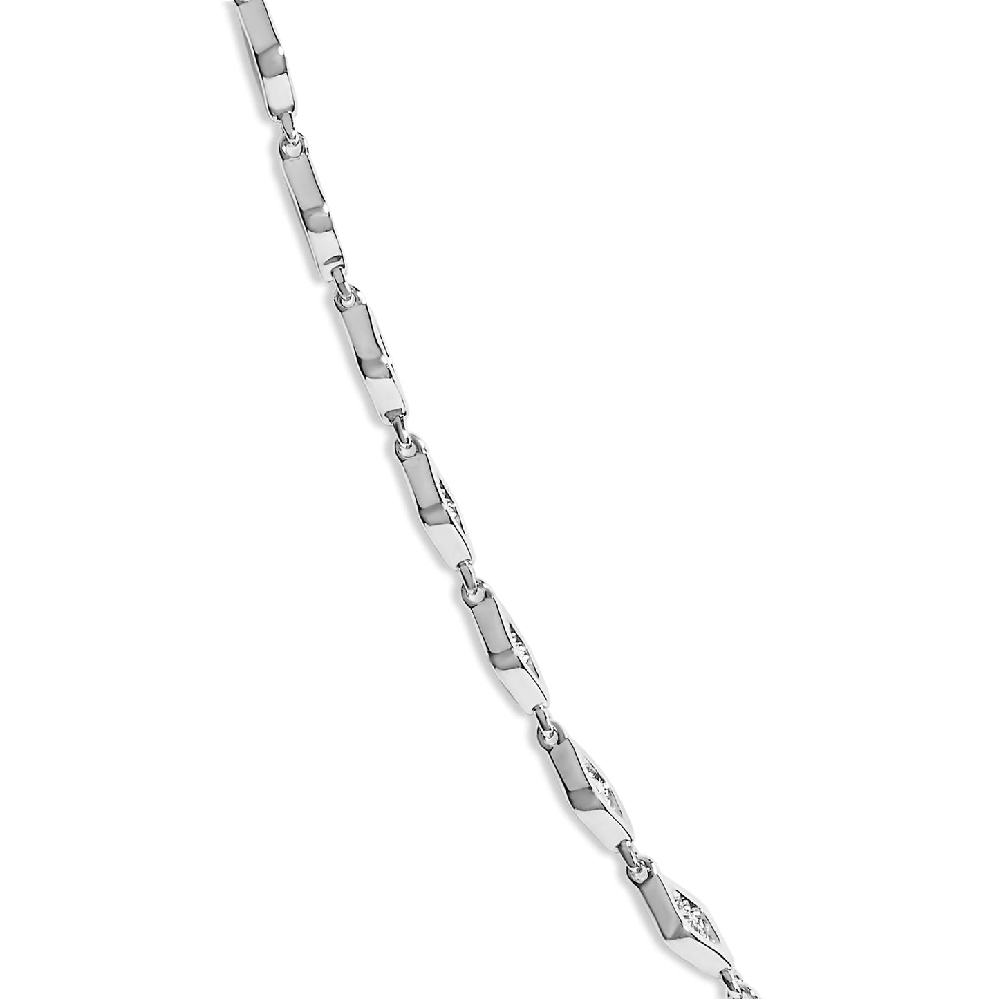 Diamond Marquise Station Necklace in .925 Sterling Silver – 3/8 Cttw