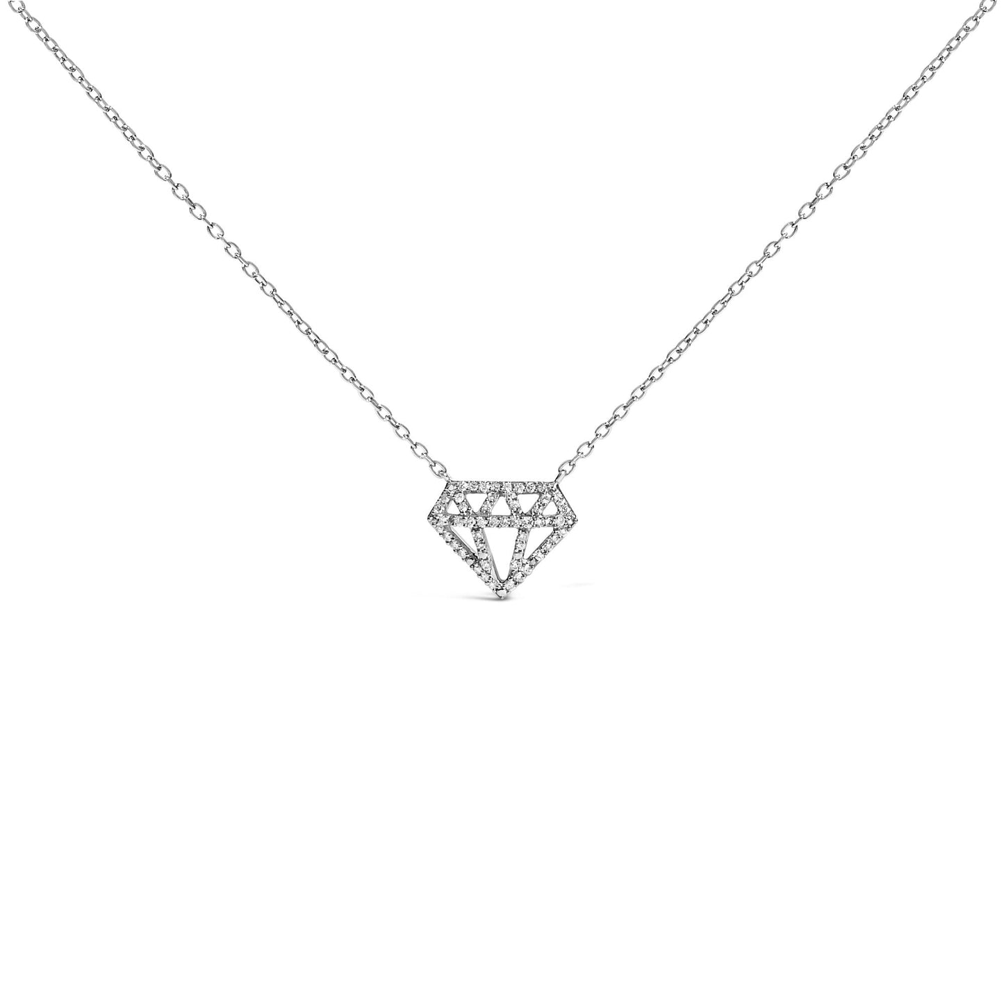 Diamond-Shaped Diamond Pendant Necklace in Sterling Silver – 0.16 Cttw