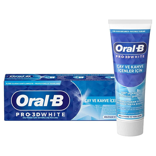 Oral-B 3D White Toothpaste for Tea and Coffee Drinkers - Long Lasting Freshness & Surface Stain Removal