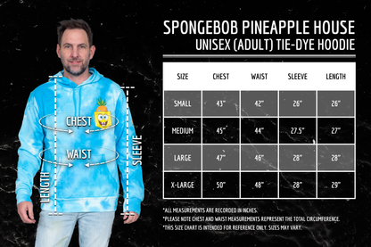 SpongeBob Pineapple House Blue Tie Dye Sweatshirt Pull Over Hoodie