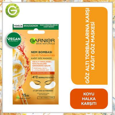 Garnier Eye Mask for Dark Circles & Puffiness - Hydrating Hyaluronic Acid & Orange Juice, 6g