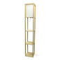 Modern 63-inch Tall Asian Style Floor Lamp with Off-White Shade in Tan Finish