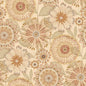 Natural Tan Floral Medallions Cotton Wideback Fabric per yard