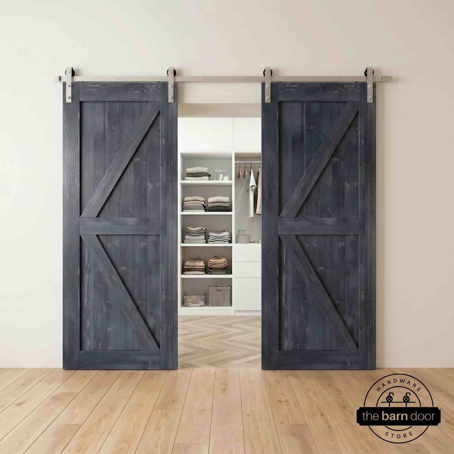 Classic Double Barn Door Kit | Brushed Nickel Hardware