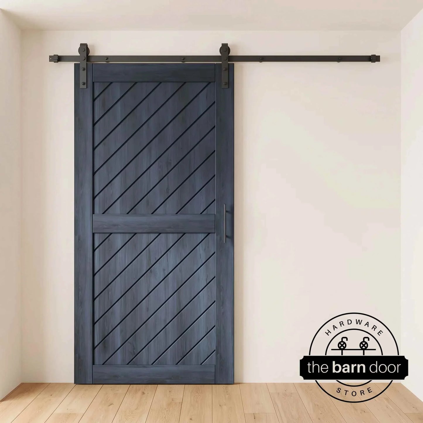 Slanted Single Barn Door Kit | Black Hardware