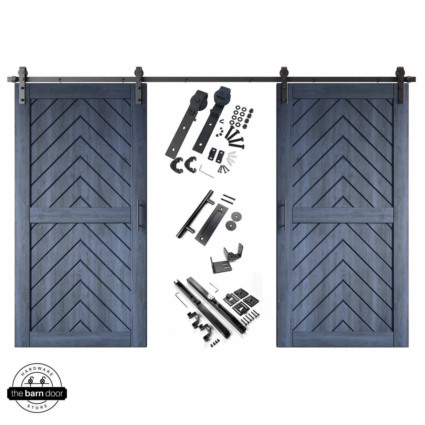 Fishbone Double Barn Door Kit | Black Hardware