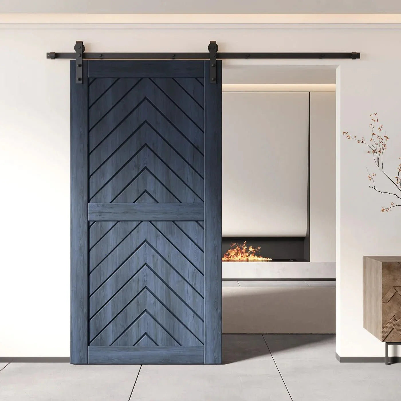 Fishbone Single Barn Door Kit | Black Hardware