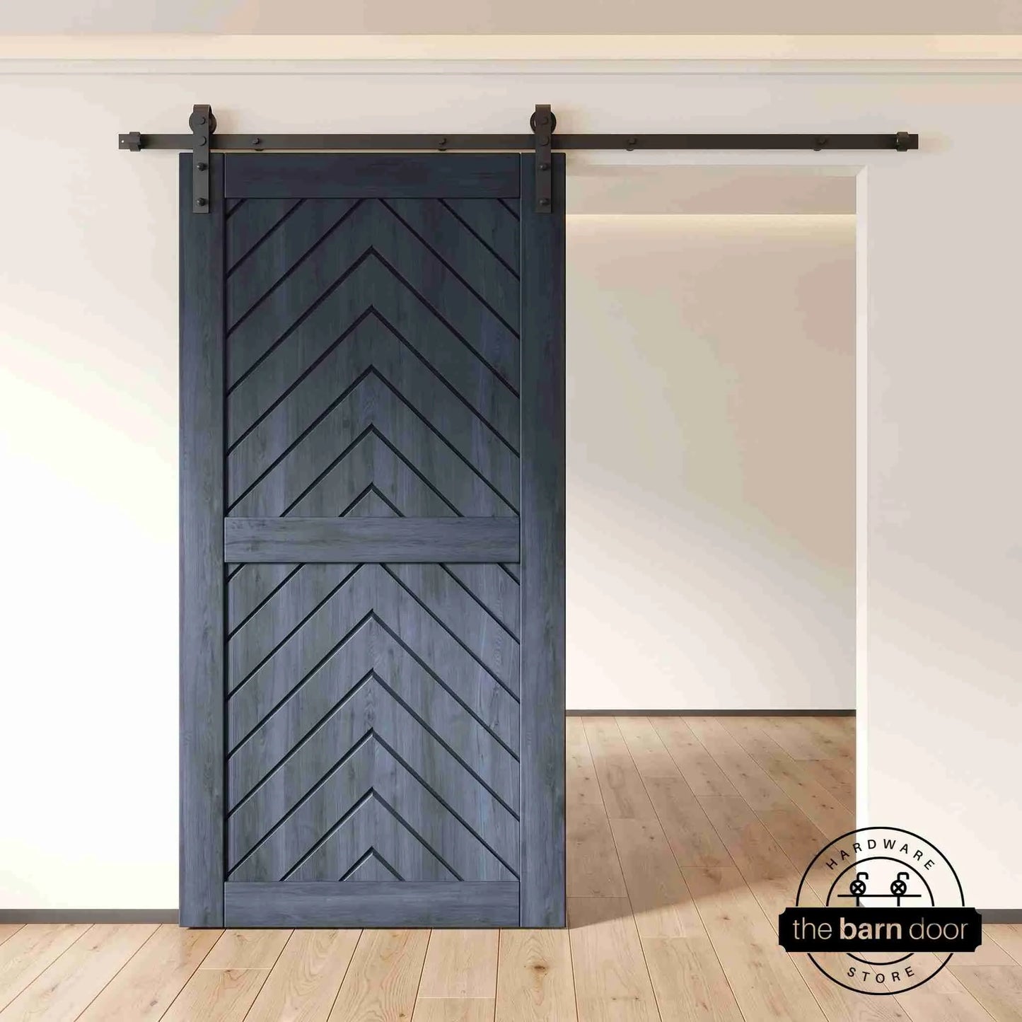 Fishbone Single Barn Door Kit | Black Hardware