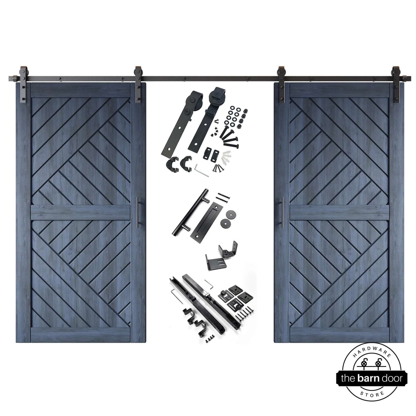 Patterned Double Door Barn Door Kit | Black Barn Door Hardware
