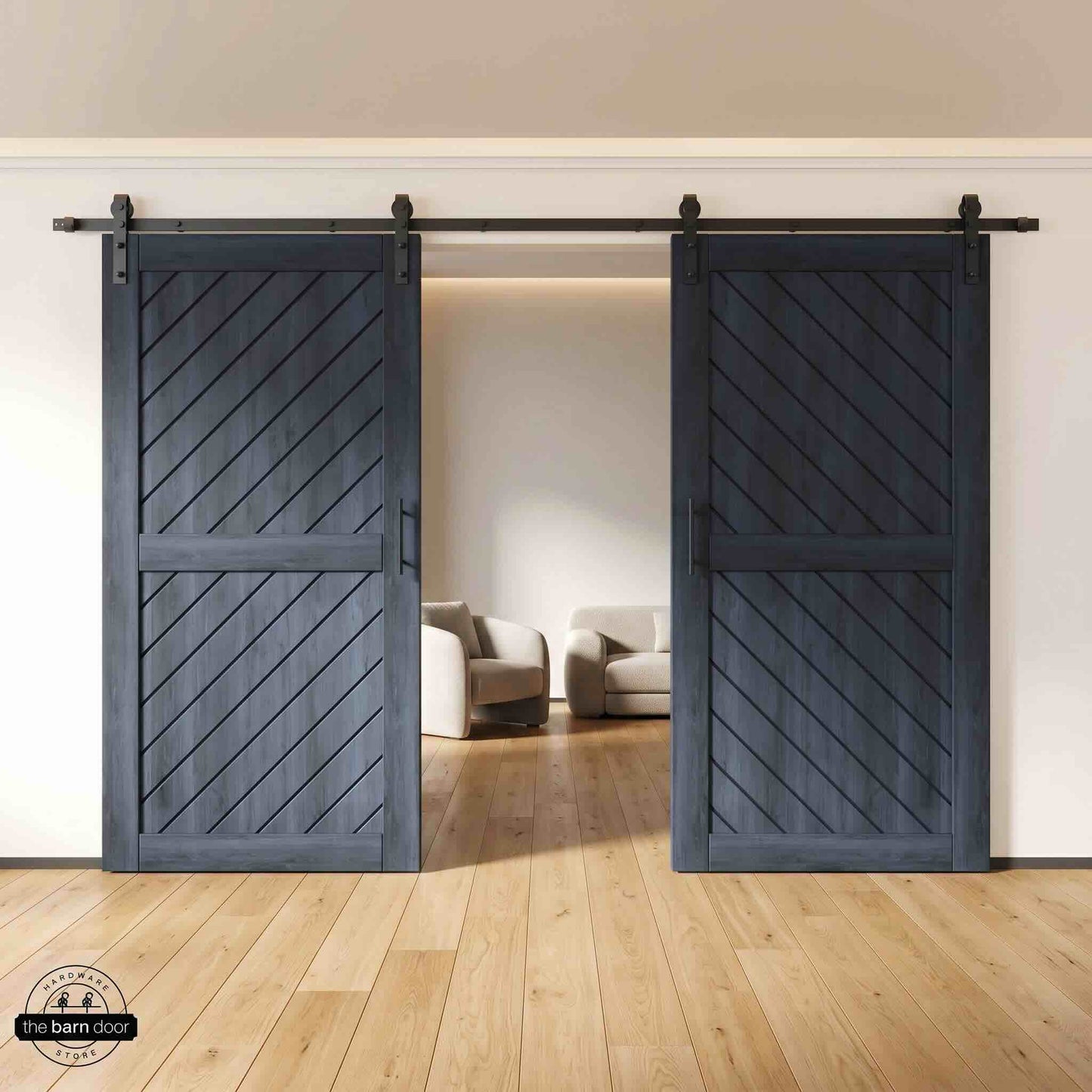 Slanted Double Barn Door Kit | Black Hardware
