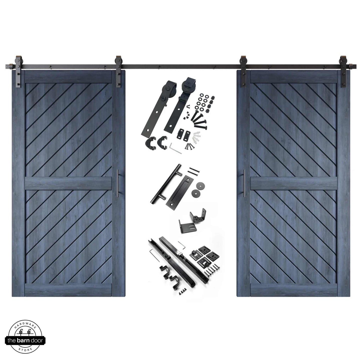 Slanted Double Barn Door Kit | Black Hardware