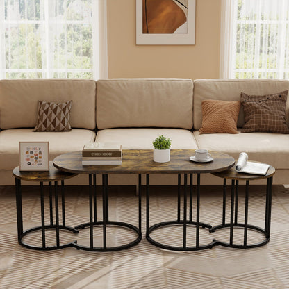 Nesting Coffee Table Set of 3 with Faux Marble Top