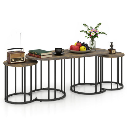Nesting Coffee Table Set of 3 with Faux Marble Top