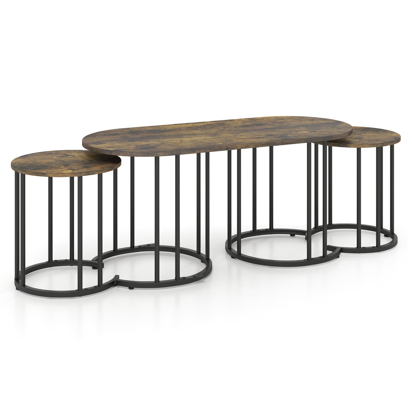 Nesting Coffee Table Set of 3 with Faux Marble Top