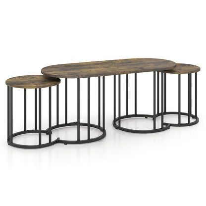 Nesting Coffee Table Set of 3 with Faux Marble Top
