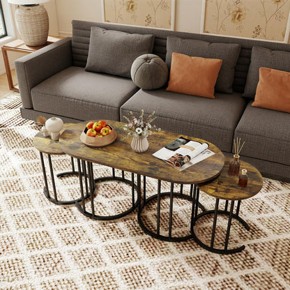 Nesting Coffee Table Set of 3 with Faux Marble Top