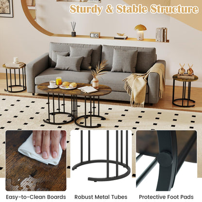 Nesting Coffee Table Set of 3 with Faux Marble Top