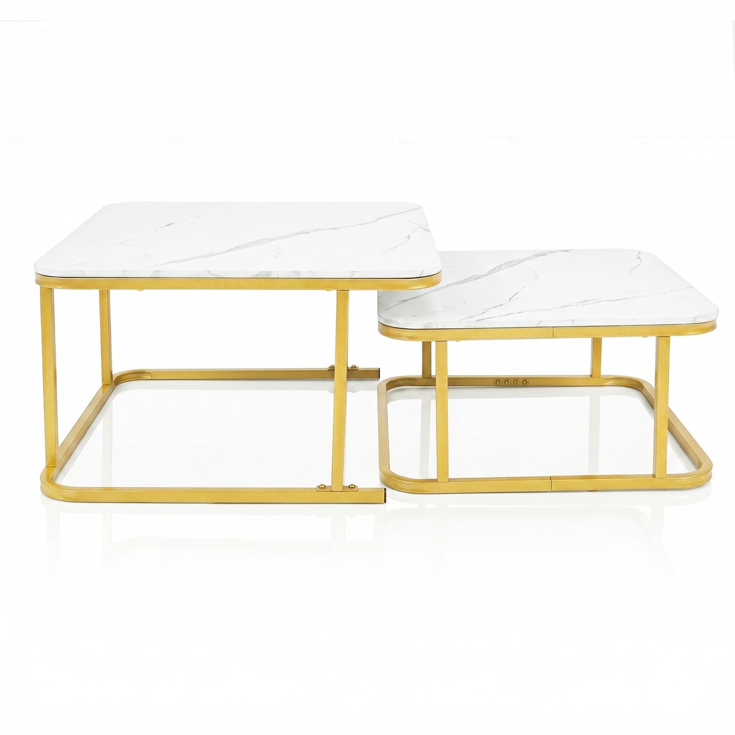 Nesting Coffee Table Set of 2 with Faux Marble Top