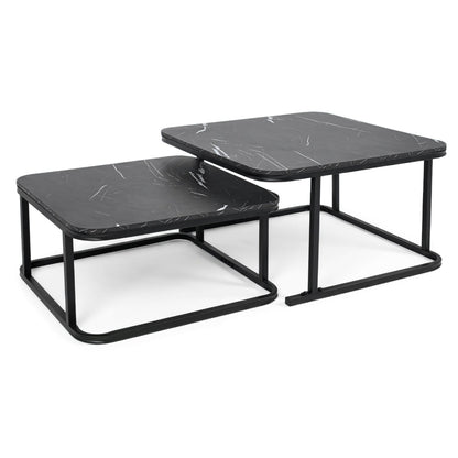 Nesting Coffee Table Set of 2 with Faux Marble Top
