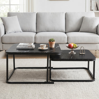 Nesting Coffee Table Set of 2 with Faux Marble Top