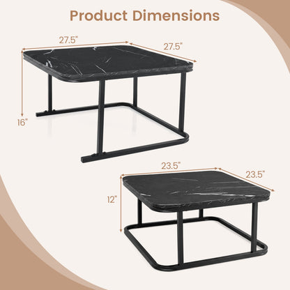 Nesting Coffee Table Set of 2 with Faux Marble Top