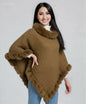 New Luxury Rabbit Fur Collar Shawl Cape for women Elegant Autumn Winter Fashion