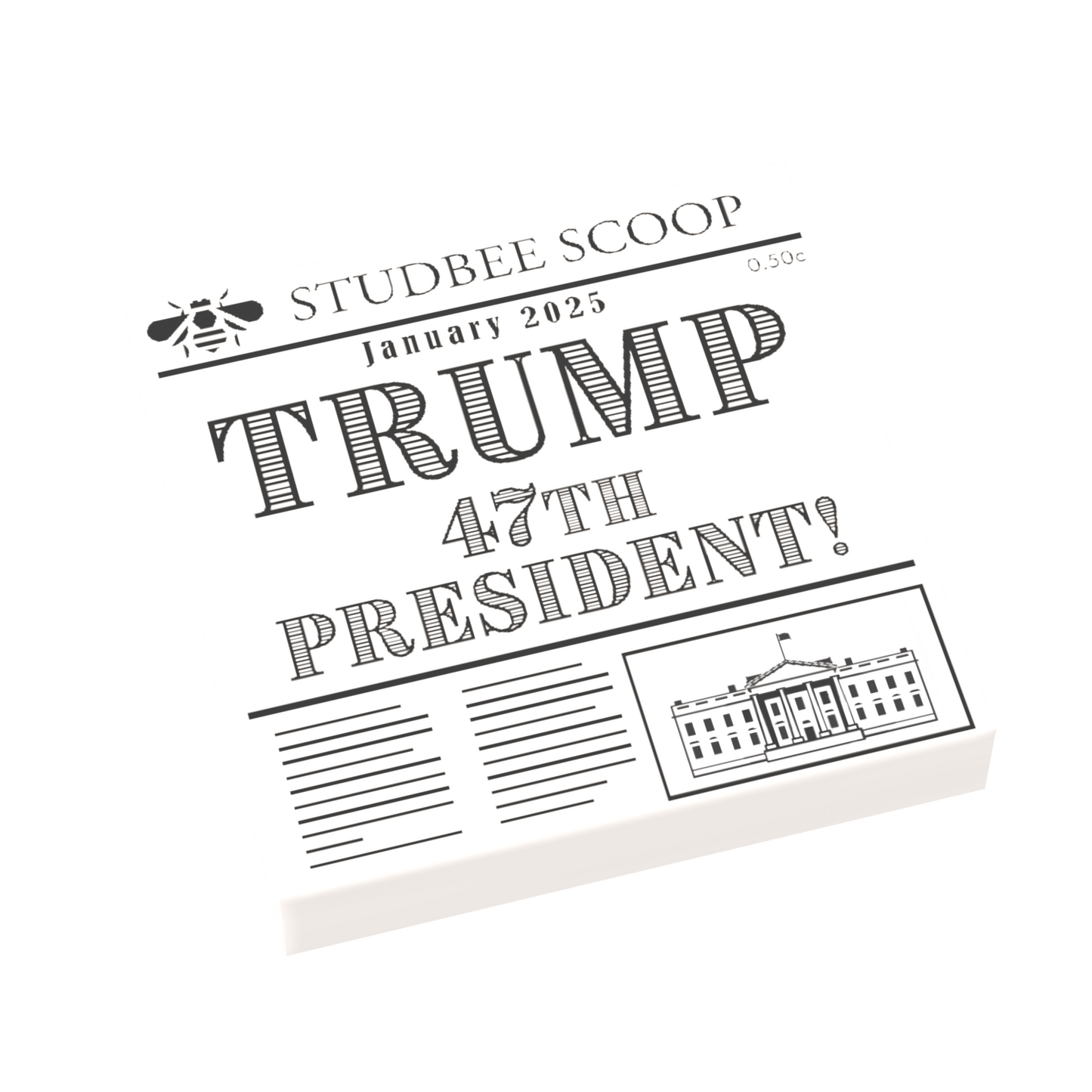 Newspaper - Trump 47th President - Custom Printed On A LEGO® Tile