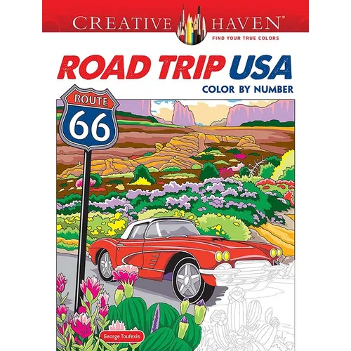 Creative Haven Road Trip USA Color by Number - Paperback