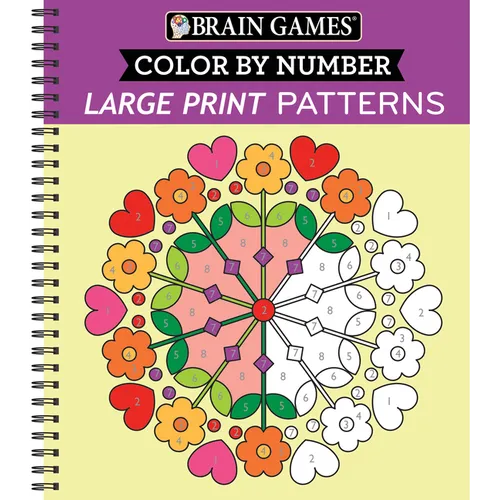 Brain Games - Color by Number - Large Print: Patterns (Stress Free Coloring Book) - Spiral