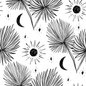Night Palm Wallpaper, white and black