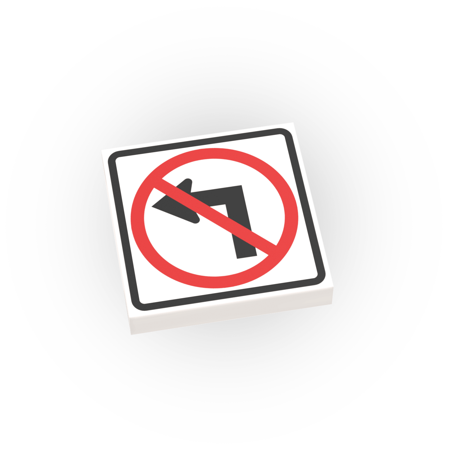 No Left Turn Street Sign - Custom Printed 2x2 Tile - Made Using LEGO® Parts