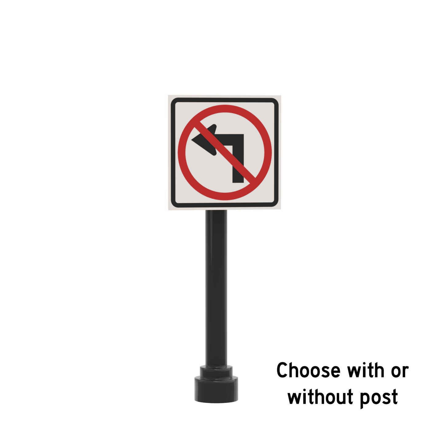 No Left Turn Street Sign - Custom Printed 2x2 Tile - Made Using LEGO® Parts