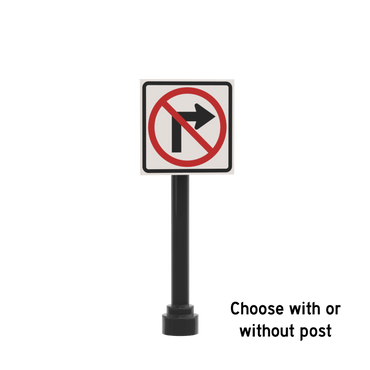 No Right Turn Street Sign - Custom Printed 2x2 Tile - Made Using LEGO® Parts